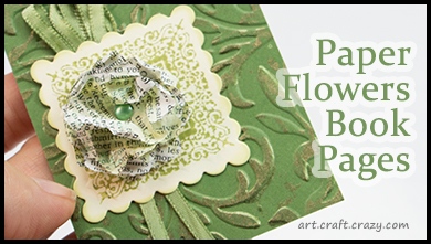 Paper flower embellishment from book pages